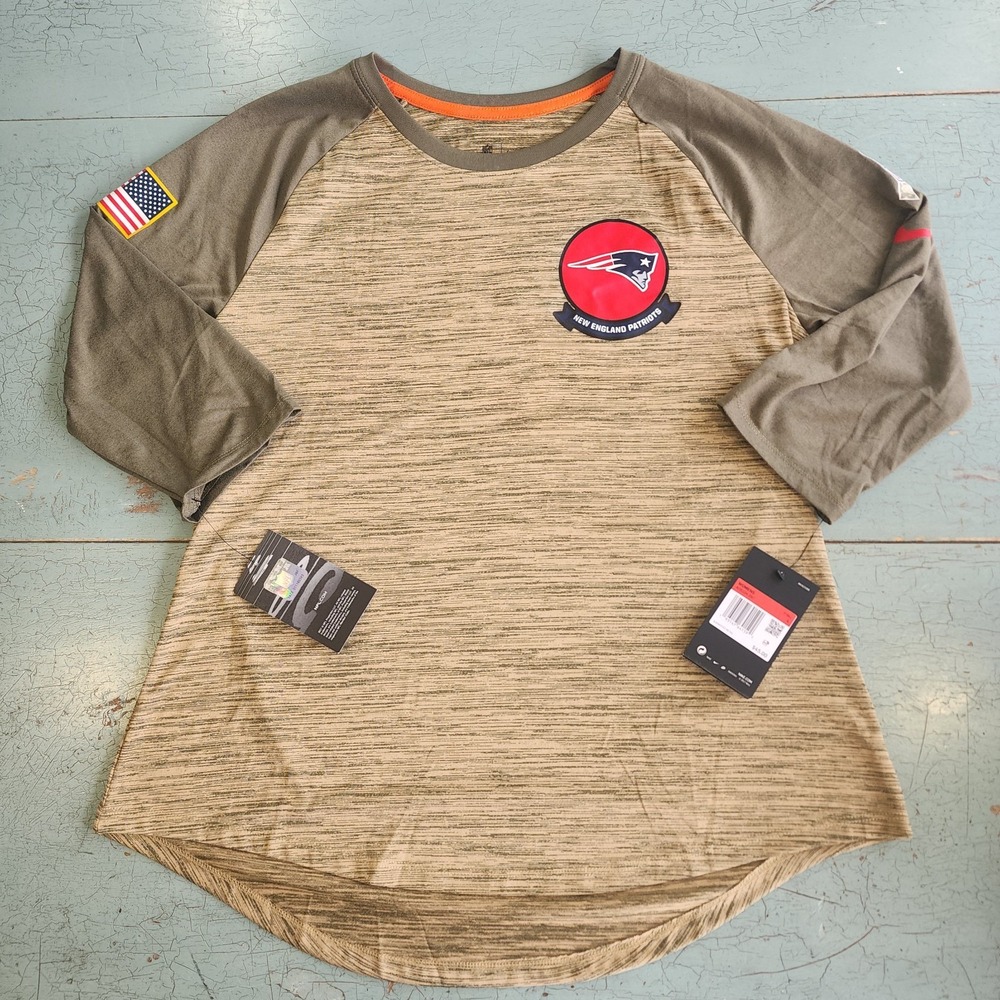 New Nike Salute To Service Shirt Womens Size Large Green New England Patriots